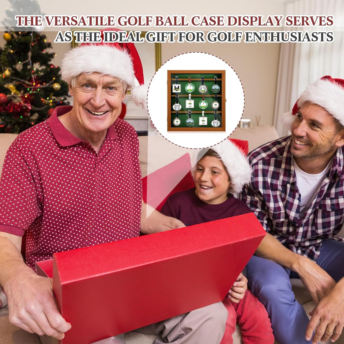 Golf Bag Tag Collection Display Case Holds 40 Bag Tags 16.54 x 15.35 x 1.77 Inch Wall Mount Wooden Shadow Box W/98% UV Acrylic Door Lockable Storage Display Box for Collection