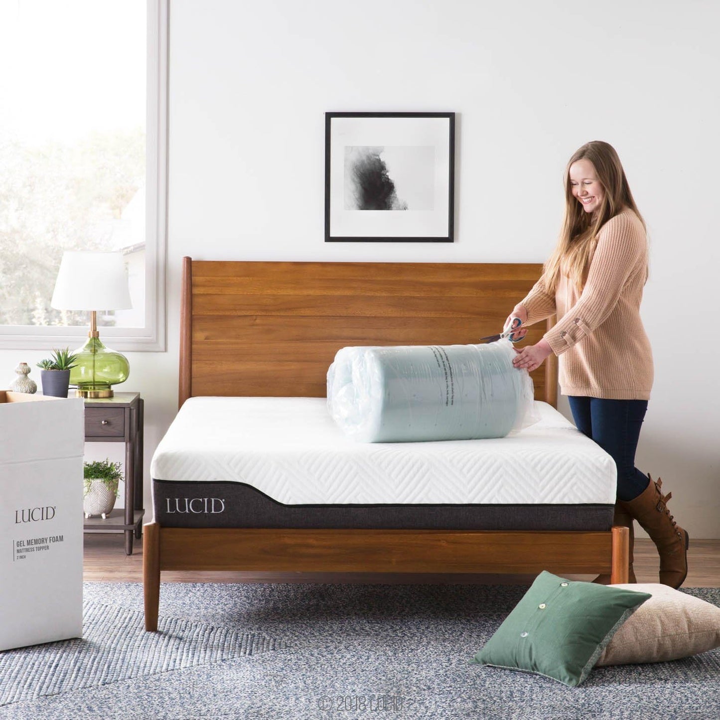 LUCID 2-Inch Ventilated Gel Infused Memory Foam Mattress Topper - Queen