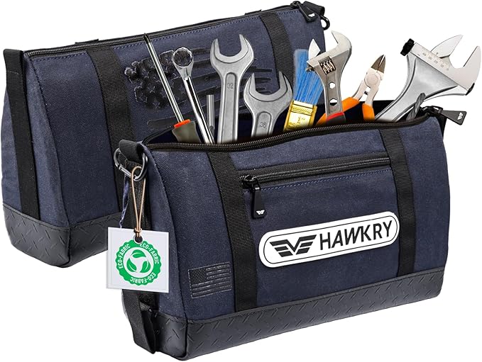 HAWKRY Heavy Duty Canvas Tool Bag ā Waterproof Canvas Zipper Pouch, Garden Tool Bag, Construction Bags Heavy Duty, Small Zipper Pouch, Motorcycle Tool, Multipurpose Fishing Bag