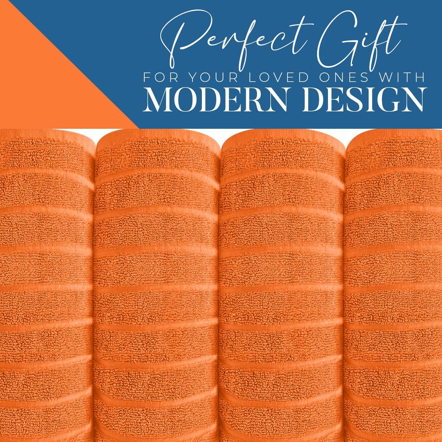 DAN RIVER Pack of 2 Bath Sheet 35x70 Inches, Soft Ribbed Fluffy Bath Sheets Towels for Adults, Quick Dry Shower Towels - Orange