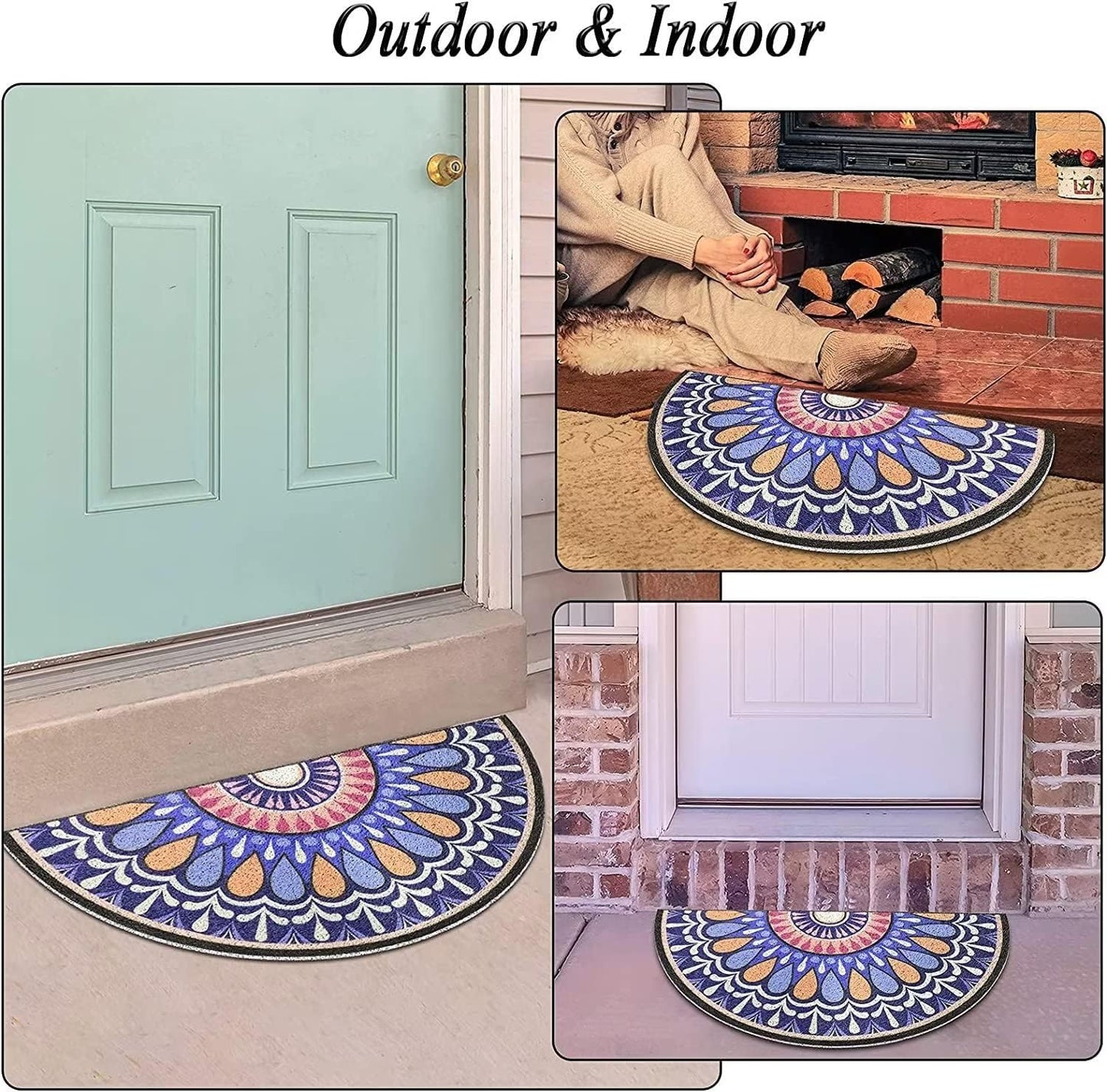 Red White Grapes Wine Half Round Door Mat Indoor Entrance Mat, Absorbent Doormats Area Rugs Non-Slip Semi Circle Floor Mats for Home Kitchen 16x24 Inch