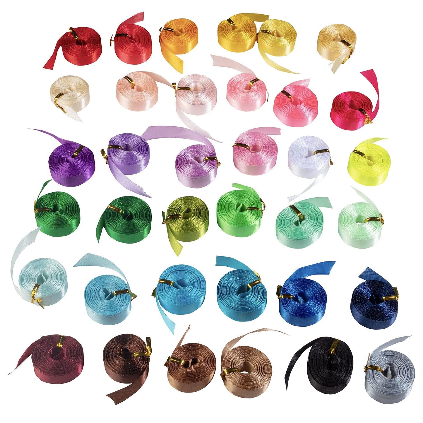 Satin Ribbon 36 Pack (1/4", 5 Yards Each) No Wire, DIY Arts & Crafts, Gift Wrapping Baskets, Wedding Decor, Sewing Projects, Party Favor Embellishment, Hair Bows, Floral, Baby Showers, Holiday Wreath