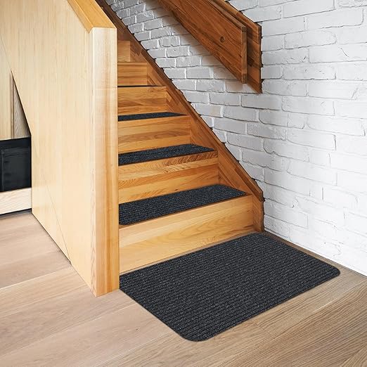 Stair Treads for Wooden Steps Carpet, Non-Slip Stair Runner Indoor Outdoor Stair Tread Mats Covers Pads, 19" x 31"Matching Landing Step Runner for Elders, Kids and Dogs (19" x 31", Grey)