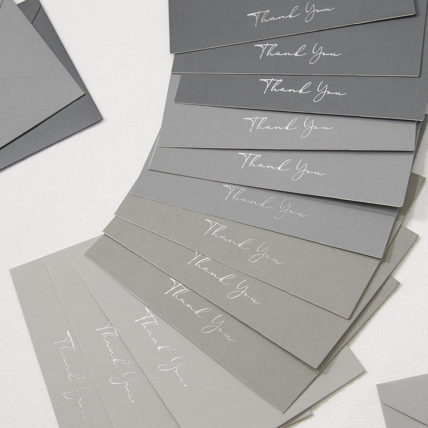 Crisky Gray Thank You Cards with Envelopes & Stickers, 50 Pack Gold Foil Bridal Shower Graduation Thank You Cards Small Business, Wedding Baby Shower Birthday Funeral Notes Bulk