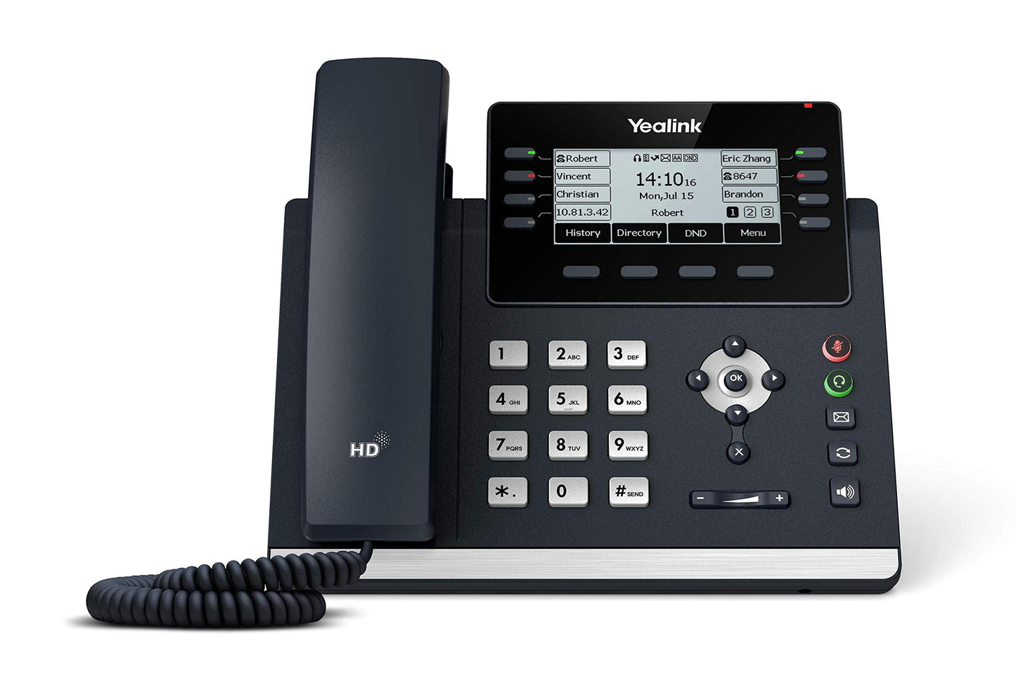 Yealink T43U Ip Phone, 12 Voip Accounts. 3.7-Inch Graphical Display. Dual Usb 2.0, Dual-Port Gigabit Ethernet, 802.3Af Poe, Powe