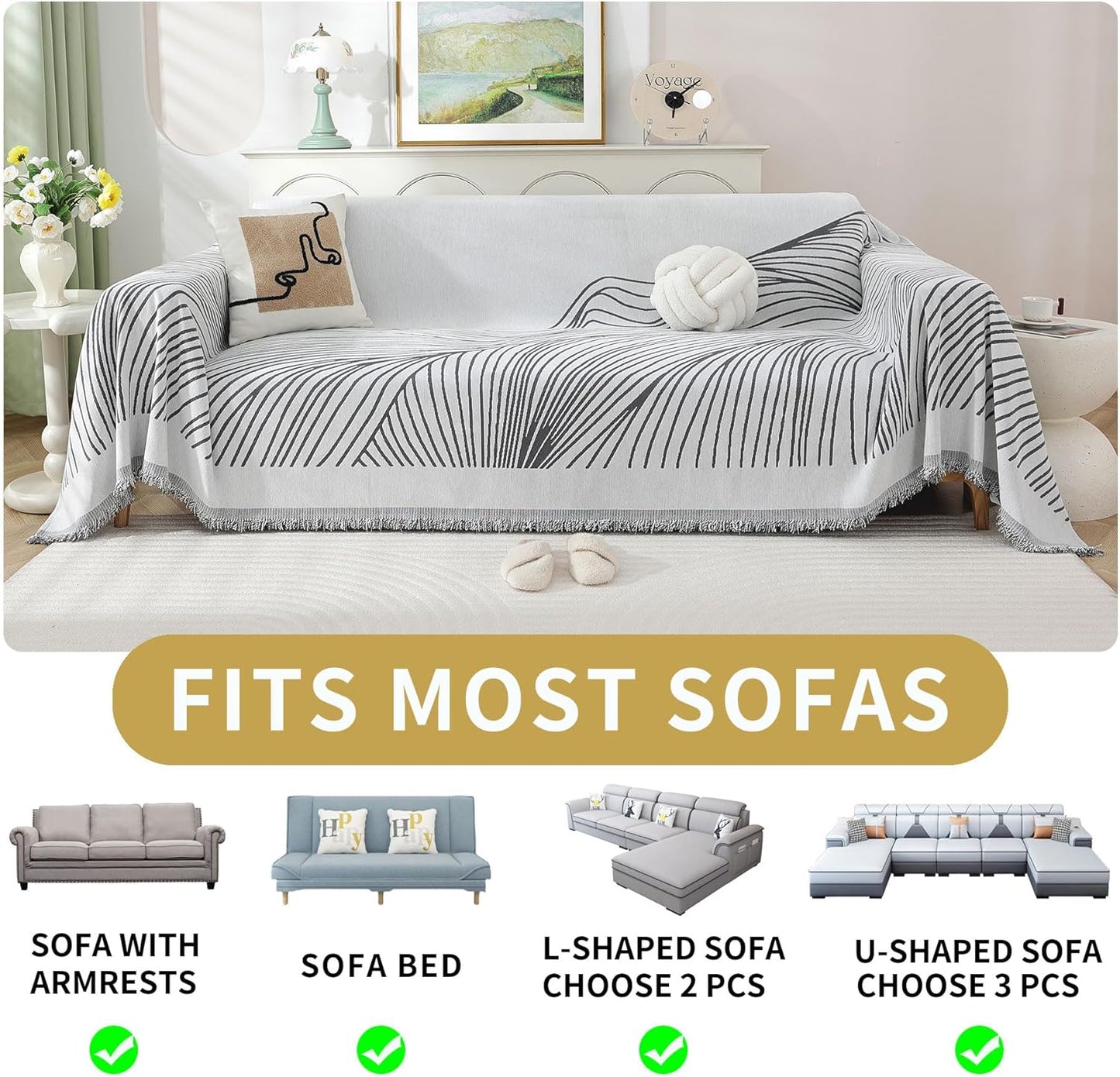 Non Slip Sofa Covers Couch Covers for 3 Cushion Couch Sofa Pet Friendly Washable Couch Covers for Sofa, Soft Thick Sectional Couch Covers L Shape Furniture Protector for Kids, Dogs 71" X134"
