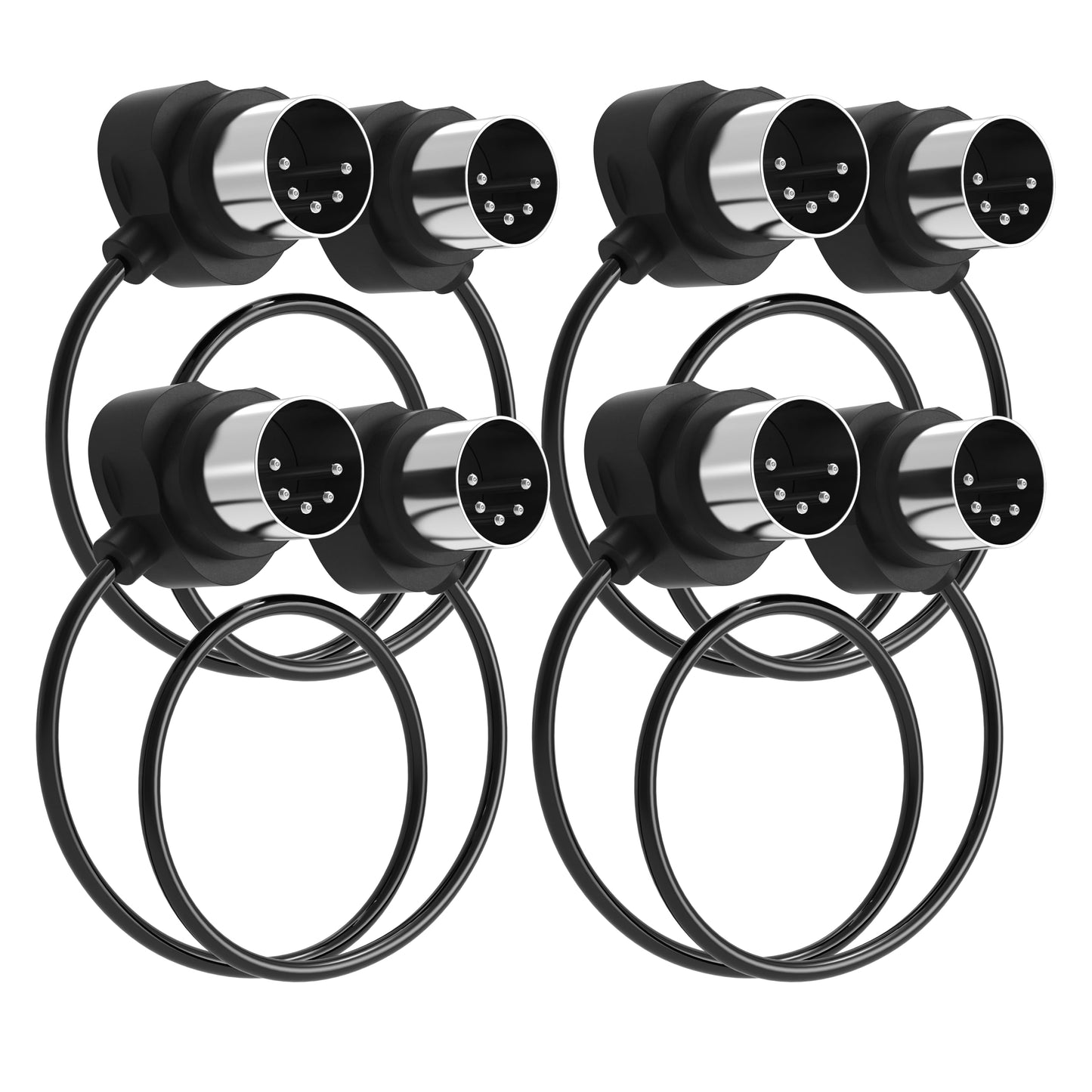 FORE 4-Pack 1-Feet/ 30cm 45-Degree Symmetry Angled MIDI Cable with Ultra-Small Plugs for Tight Space, 5-Pin Din MIDI Cable Compa