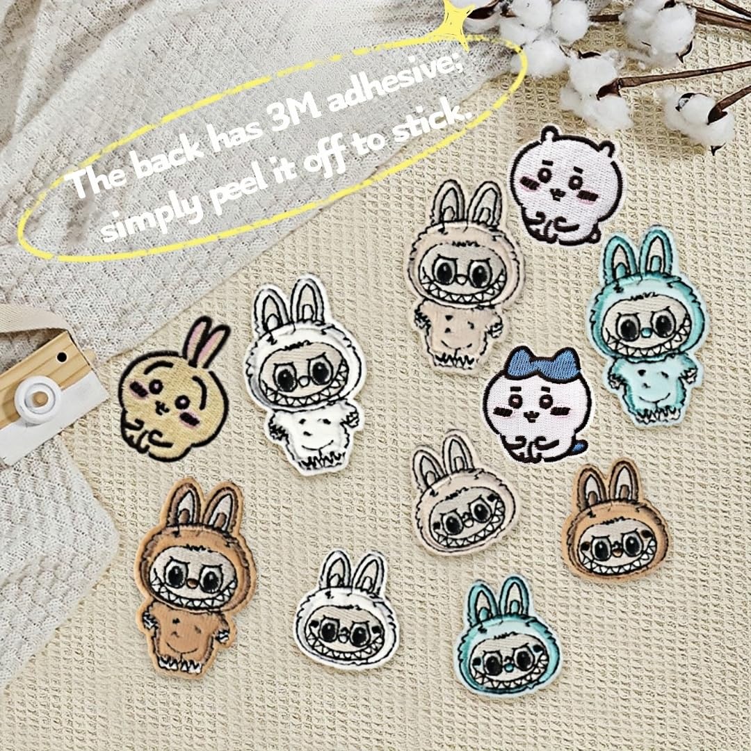 LOLUTIY Embrself-Adhesive Patches Appliques: 44pcs Iron on Patches for Clothes,Sew On/Iron On Patch Applique for Clothes, Dress, Hat, Jeans, DIY Accessories