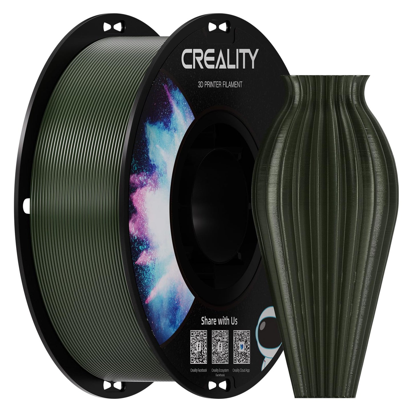 Creality PETG Filament 1.75mm, Excellent Toughness High Precision, Odorless Non-Toxic Moistureproof, 1 kg(2.2lbs), Accuracy +/-