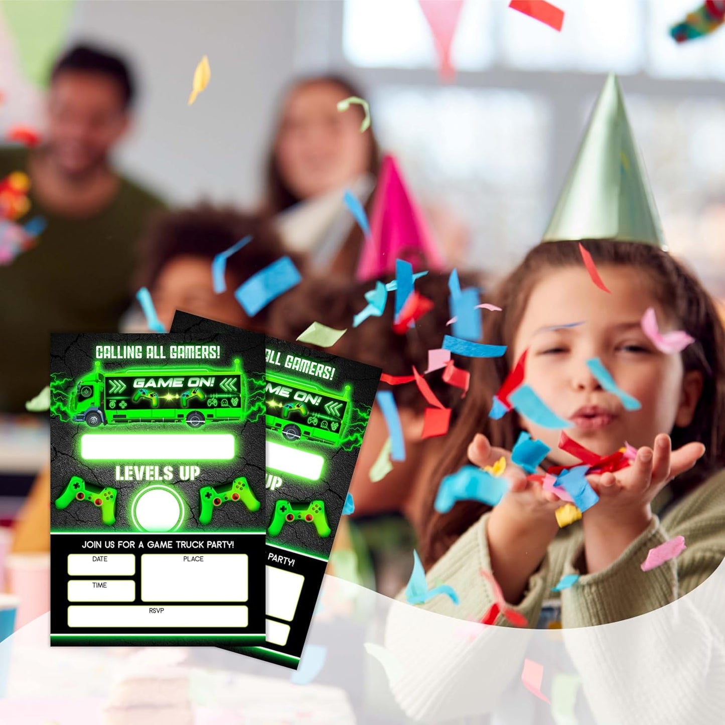 4x6 Gamer Birthday Invitations, Video Game Birthday Party, Gaming Party Decorations, Birthday Party Invitations for Boys, Girls, Kids Birthday Invitations, 20 Cards with 20 Envelopes.(48)