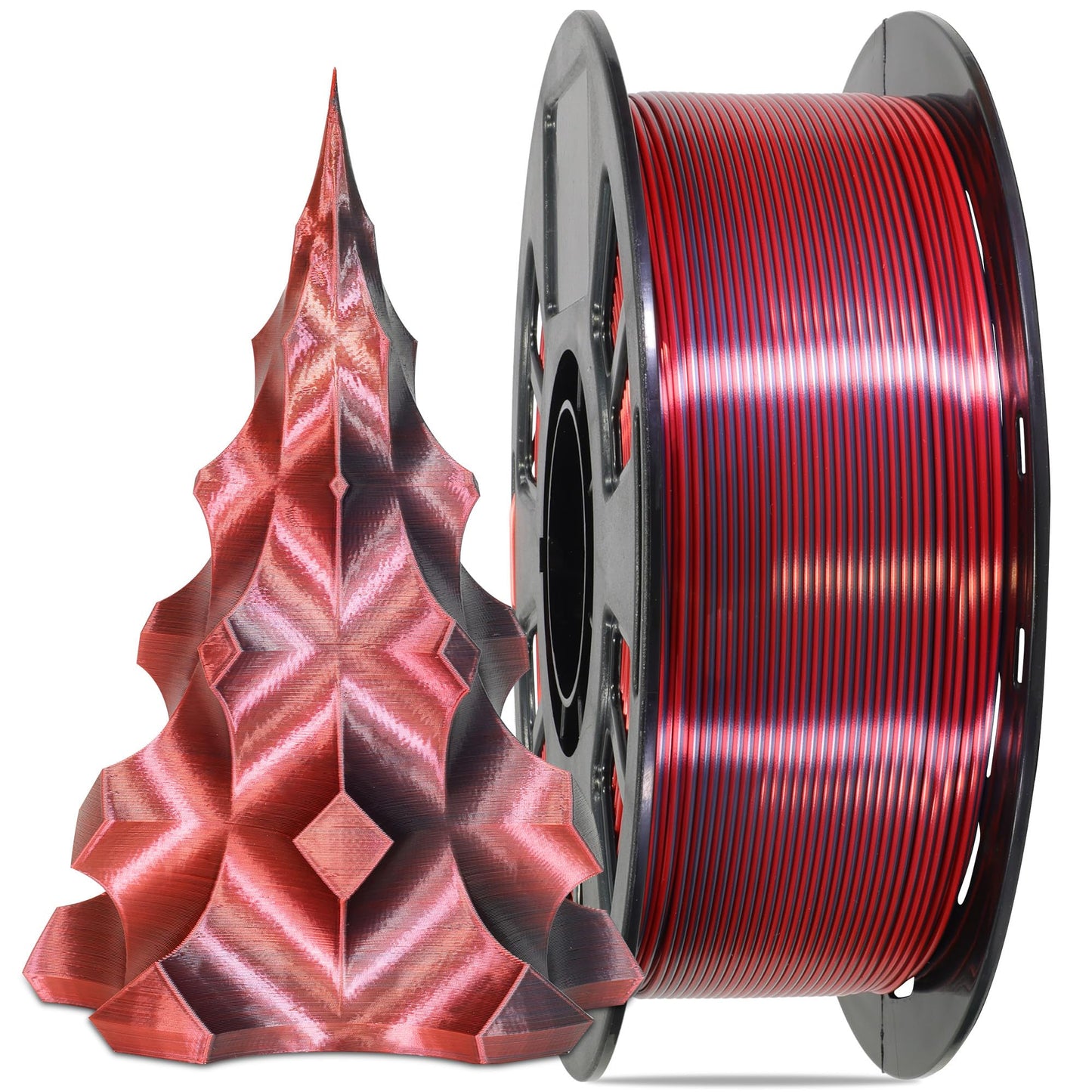MIKA3D Silk Red Black 2 Color in 1 3D Printer Filament, PLA 3D Printing Filament 1.75mm Dual Color Silk Filament, 1KG 2.2lbs Bic
