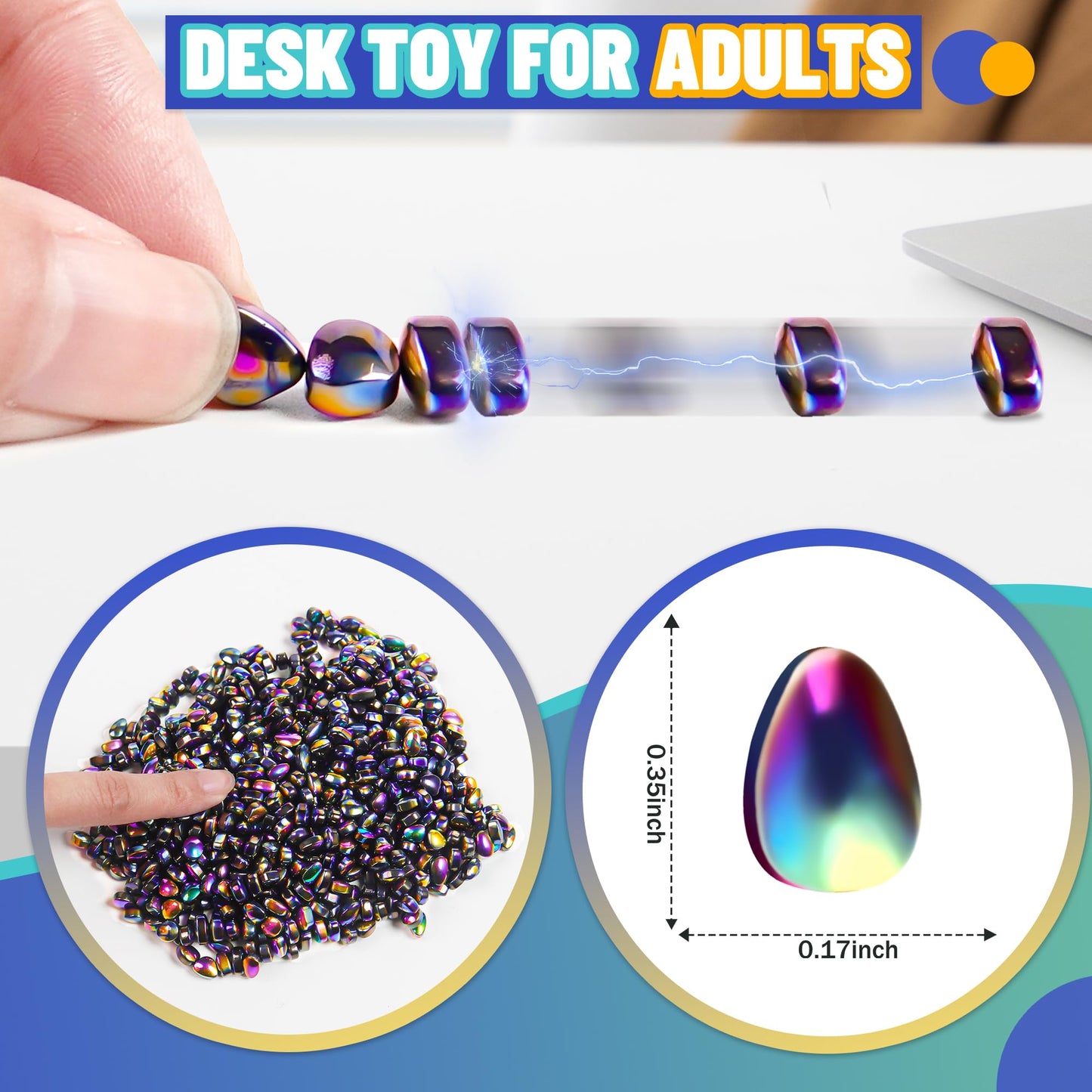 1000pcs Easter Basket Stuffers for Teens Boy, Fidget Toys Metal Balls Stones Beads Quiet Office Desk Stress Anxiety Relief Cool Gadget Sensory Autism Ferrite Putty Valentines Day Gifts for Him