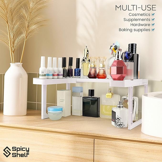 Spicy Shelf Deluxe - Expandable 2 Tiered Spice Rack Organizer for Cabinet & Pantry - Kitchen Seasoning Organizer - Cabinet Spice Racks for Inside Cabinets
