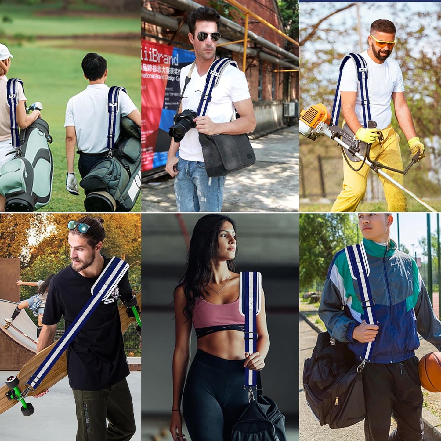 ZINZ 79.5" Universal Strap with Ultra-Thick Fixed Breathable Pad - Adjustable Heavy-Duty Shoulder Strap for Laptop, Crossbody, Luggage, Gym, Camera Bag and More - TW01B06