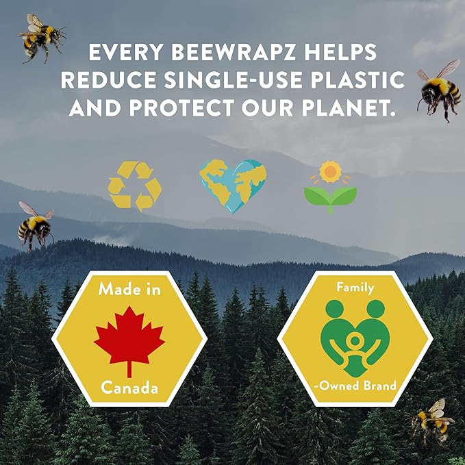 BeeWRAPZ Reusable Beeswax Wraps for Food | Eco Friendly & Organic | Eco-Friendly & Plastic-Free Food Storage | Biodegradable |Pack of 3 Beeswax Food Wraps for Wrapping Fruits & Vegetables (Green)