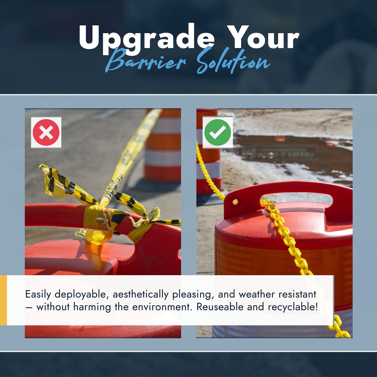 Mr. Chain Plastic Barrier Chain, Khaki Gold, 1.5-Inch Link Diameter, 25-Foot Length (30007-25)