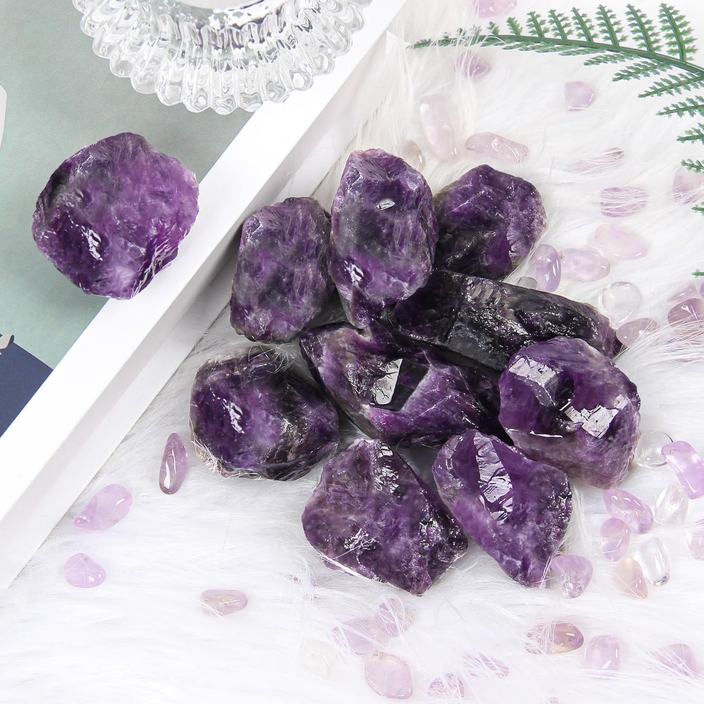 1.1lb Bulk Raw Deep Amethyst Stone Rough Crystal-Natural Raw Stones Crystal for Tumbling, Cabbing, Fountain Rocks, Decoration, Polishing, Wire Wrapping, Wicca & Reiki Crystals Healing