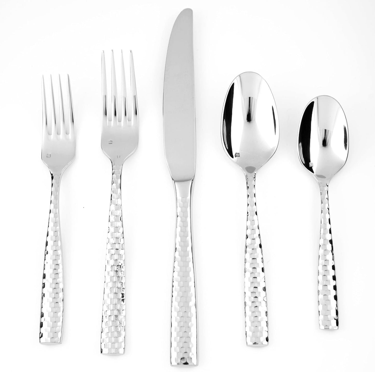 Fortessa Lucca Faceted 18/10 Stainless Steel Flatware Bouillon Spoon, Set of 12