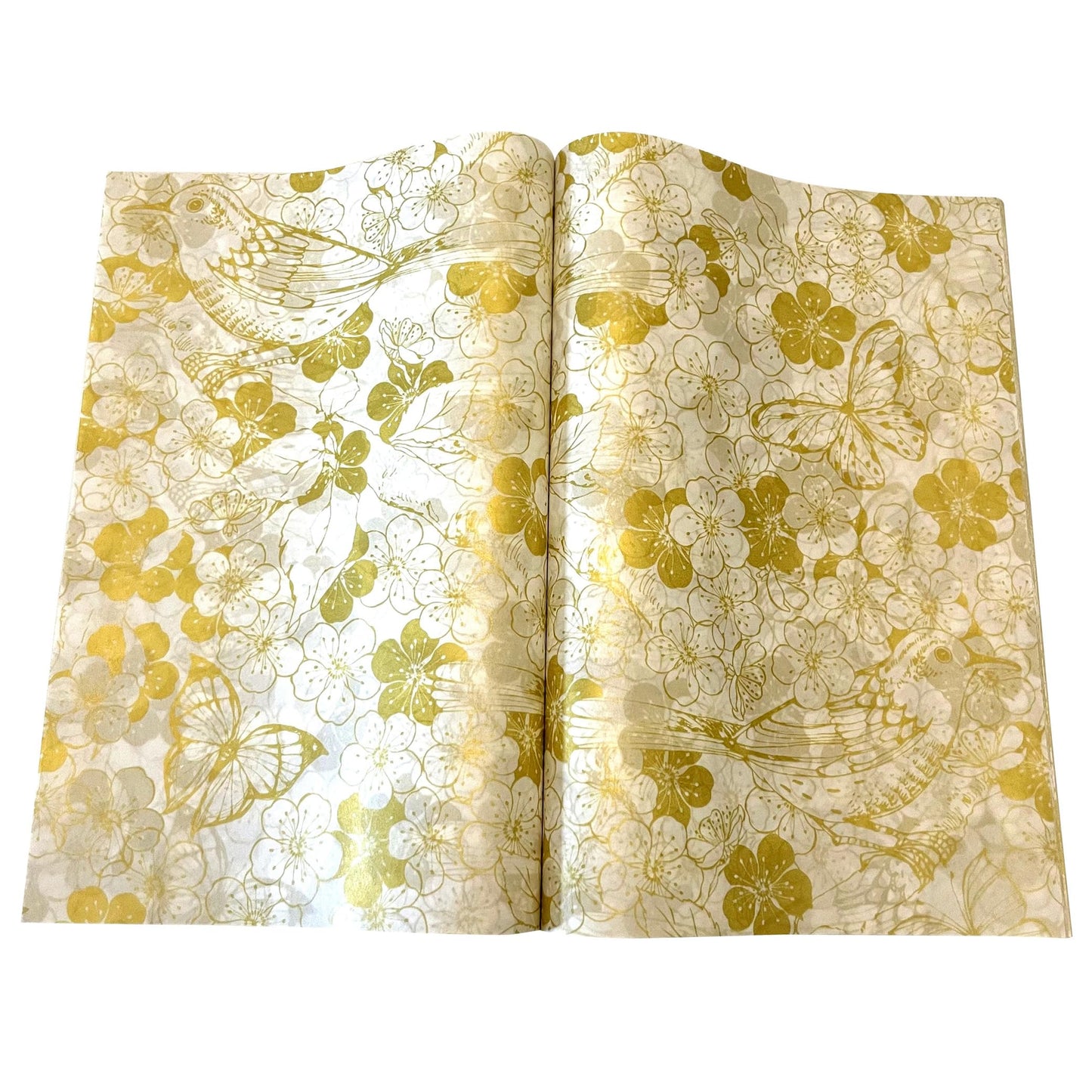 150pcs Gold and White Floral and Birds Patterned Wax Paper Sheets Sandwich Wrapping Paper, Greaseproof Wrap Parchment Air Fryer Disposable Paper Liner Food Basket Liners for Outdoor Picnic