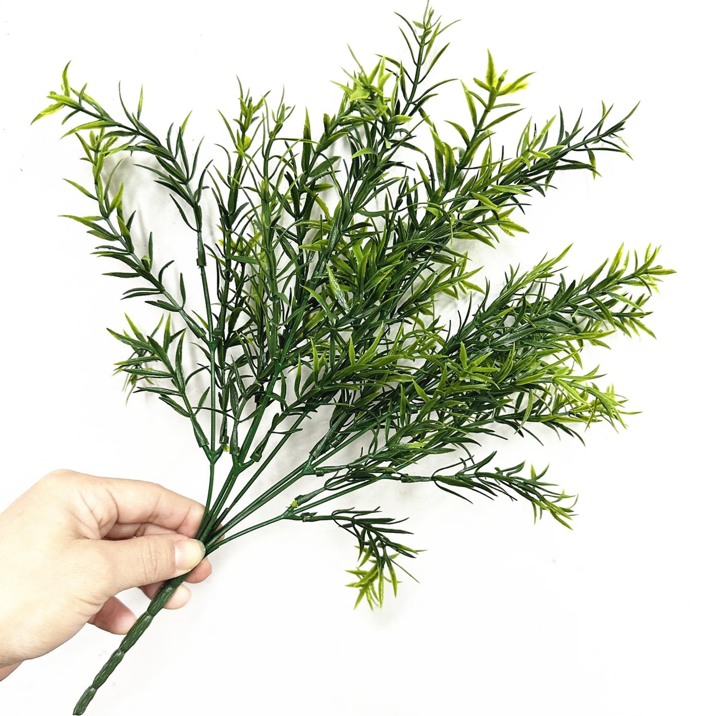 Artificial Rosemary Plants, Fake Plant Bushes Plastic Greenery Grass Faux Shrubs for Home Decor Kitchen Bathroom Farmhouse Room Shelf Desk Coffee Table Vase Pot Planter Filler DIY Decorations 6 Pack