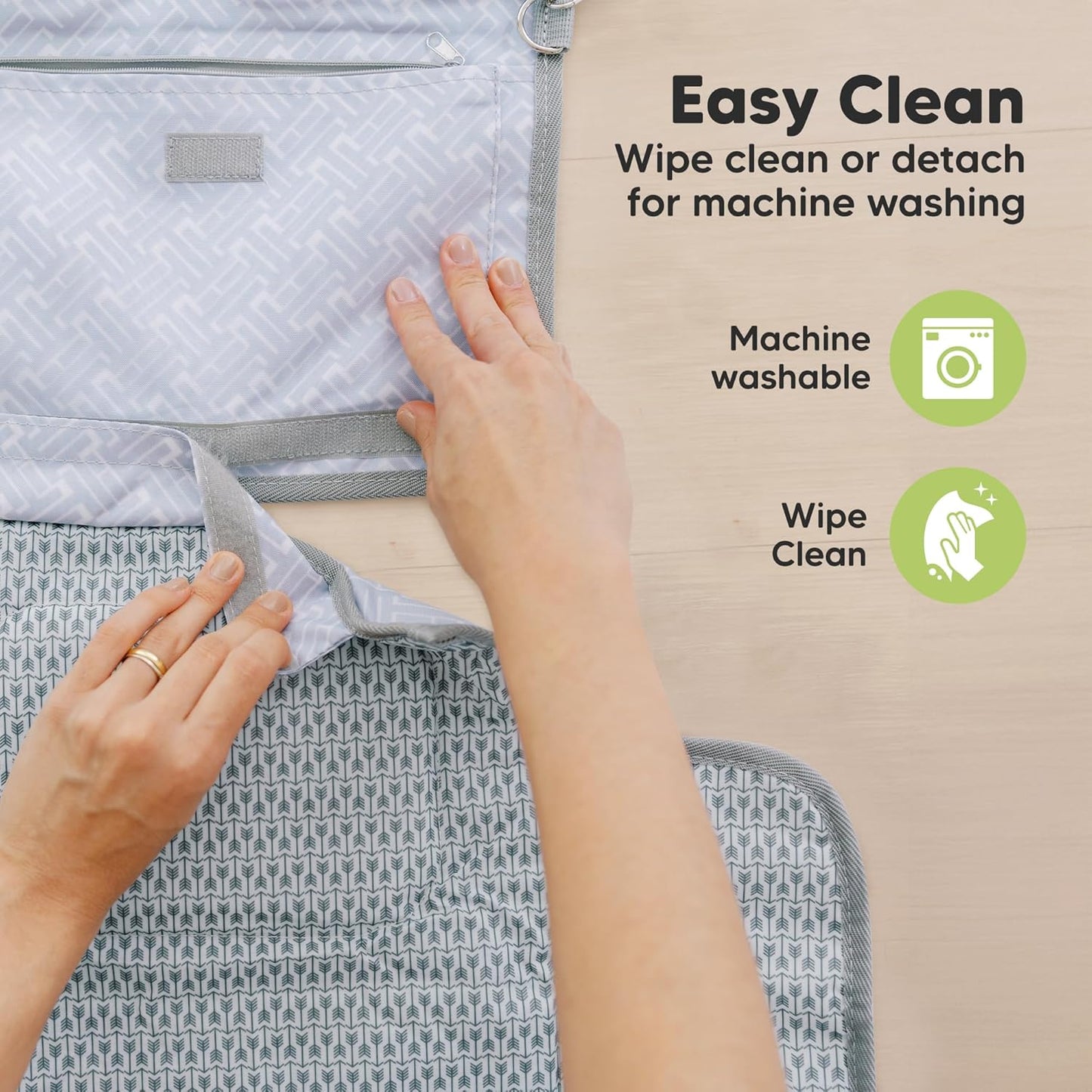 KeaBabies Portable Diaper Changing Pad - Large Waterproof Baby Changing Mat, Compact Travel Diaper Clutch, Functional Pockets Fit Newborn Essentials, Wipeable & Padded Baby Changer (Prairie)