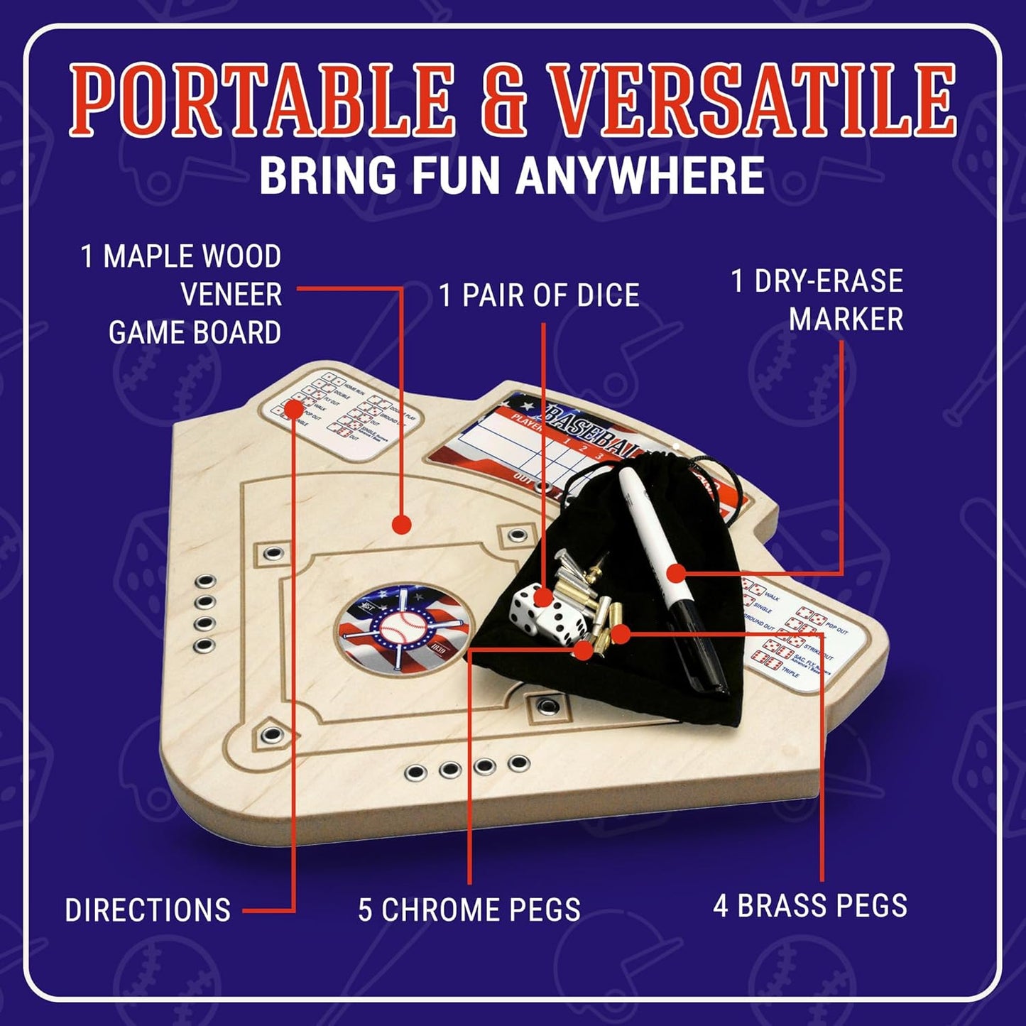 Across The Board Patriotic Baseball Game, Fun Baseball Gifts for 2 Players, Indoor & Outdoor Family Bonding Activities, Fun Entertainment for Family Gatherings, Events & More Game