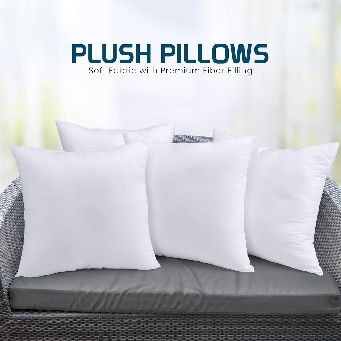 Utopia Bedding Throw Pillows (Set of 4, White), 22 x 22 Inches Pillows for Sofa, Bed and Couch Decorative Stuffer Pillow