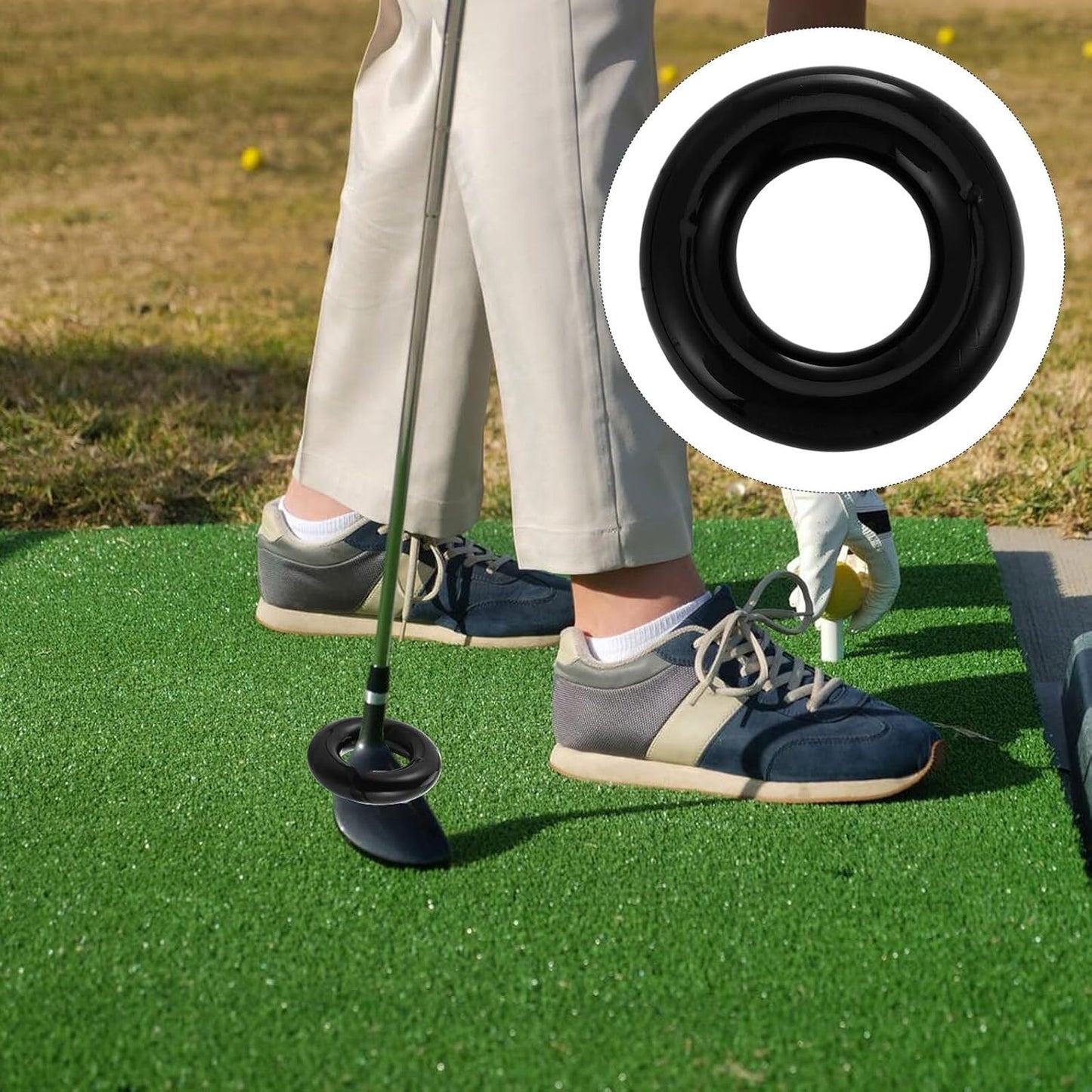 Golf Swing Weight Ring Training Aid for Men Women Weighted Practice Tool to Build Muscle Strength Flexibility and Swing Precision Black Golf Club Warm-up Accessory