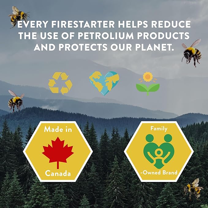 FireSTARTERZ™ 100% Beeswax All-Natural Eco-Friendly Fire Starters – Non-Toxic, Long-Burning, Waterproof – Perfect for Camping, BBQ, Fire Pits, Fireplaces, Wood Stoves & Emergency Kits