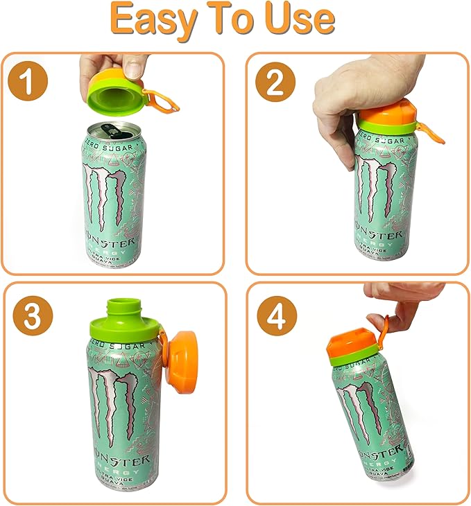 4 Pack Magnetic Soda Can Lids – Reusable Airtight Can Covers, BPA-Free, Easy to Use, Keep Drinks Fresh & Bug/Dust Free, Fits Standard Cans, Great for BBQ, Beach & Party.