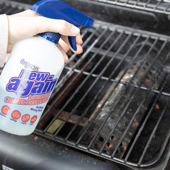 Bryson Industries Value Size 32 Oz Concentrated Grill & Stove Cleaner and Degreaser with Refillable Mixing Bottle - Loosens Grease and Grime on Stainless Steel Grills, Stoves, Automobiles and Boats