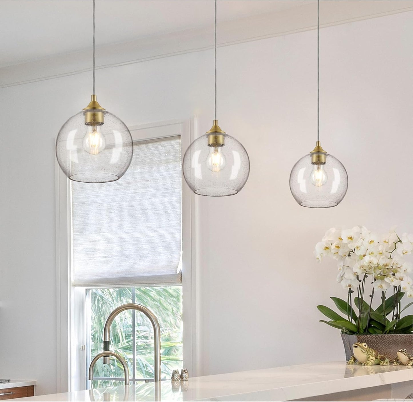 Westinghouse 6130600 Tatze Contemporary One Light Indoor Mini Pendant, Brushed Brass Finish, Clear Seeded Glass
