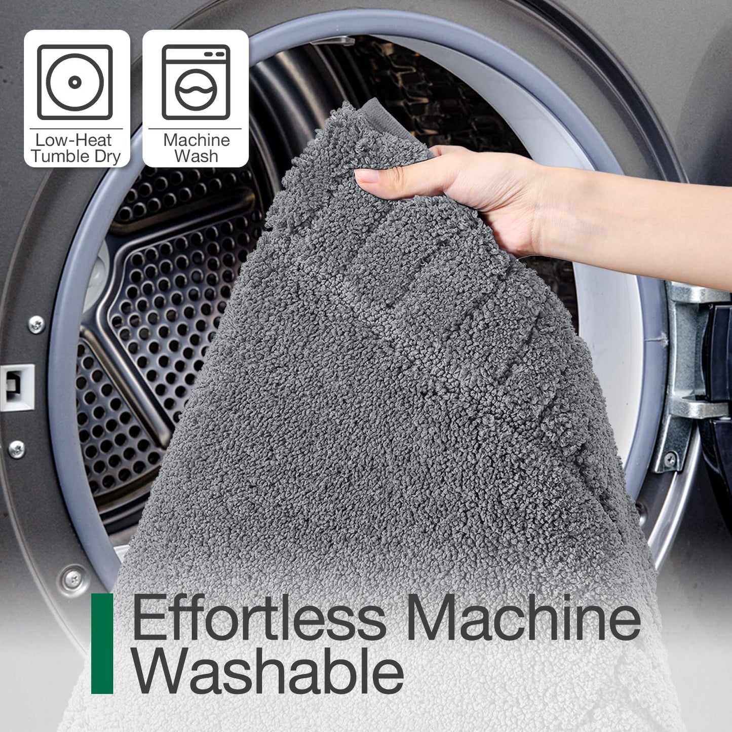 LUMI Bathroom Rugs Non Slip with Rubber Backing, Extra Soft Plush Microfiber Bath Rug Absorbent, Machine Washable Bath Mat Quick Dry for Tub, Shower, Hotel, Dark Grey, 20"x32"