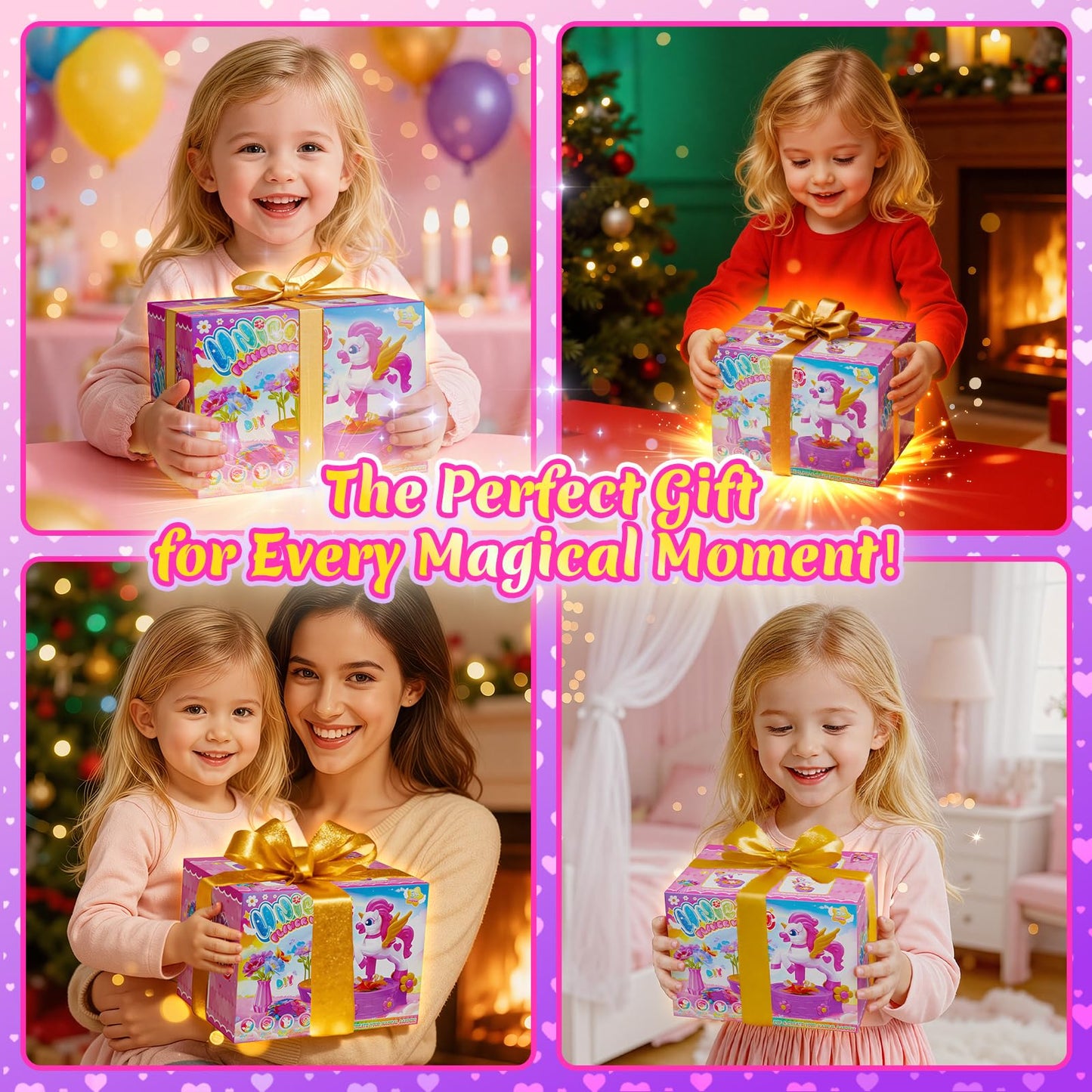 Zmpolir Craft Kits, Push-to-Create Bouquet Maker, Unicorn Toys for Girl Age 3-12, Fabric Bouquet Toys, Kids DIY Arts and Crafts Kit, Creative Birthday Gifts for 3 4 5 6 7 8 9 10 11 12 Year Old Girls