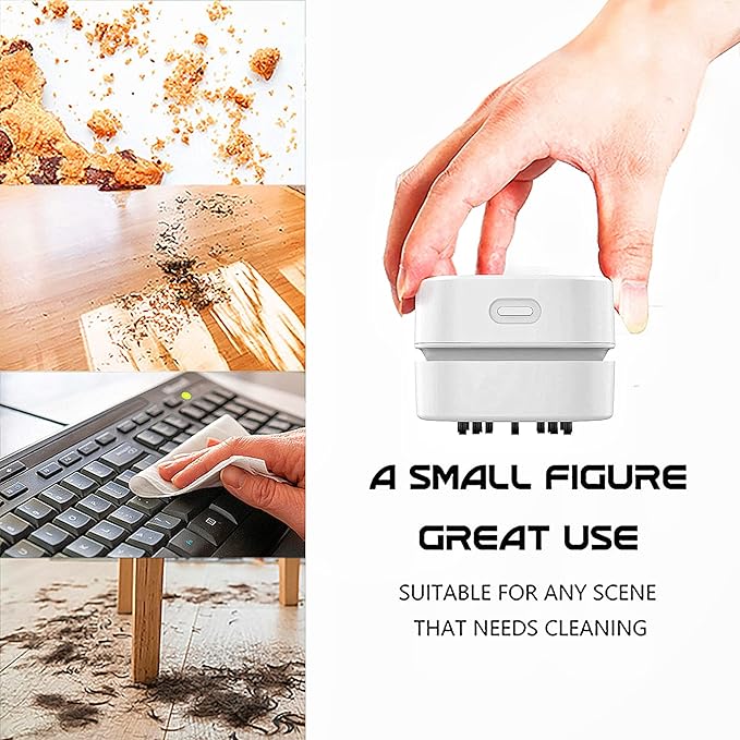 TRZLIFE Cordless Desk Vacuum Cleaner, Upgraded Rechargeable Mini Desktop Vacuum Sucks up Crumbs Debris from Office Desk Countertop White Elephant Tech Gift for Easter Christmas Stocking Stuffer Pink
