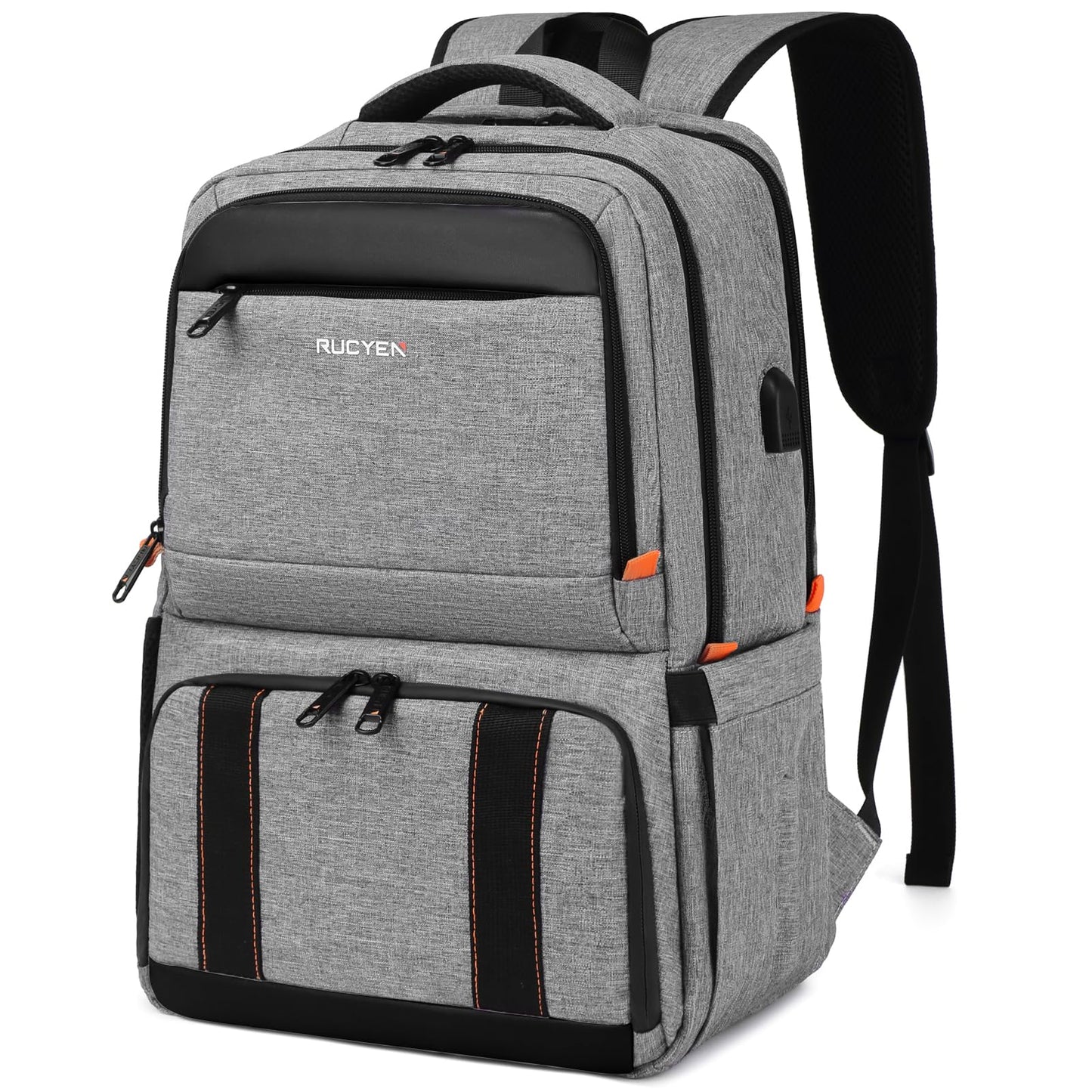 RUCYEN Lunch Backpack Insulated Cooler Backpack Lunch Box for Men Women 15.6 Inches RFID Blocking Laptop Backpack with USB Port for Work Travel Picnics Hiking Grey-New