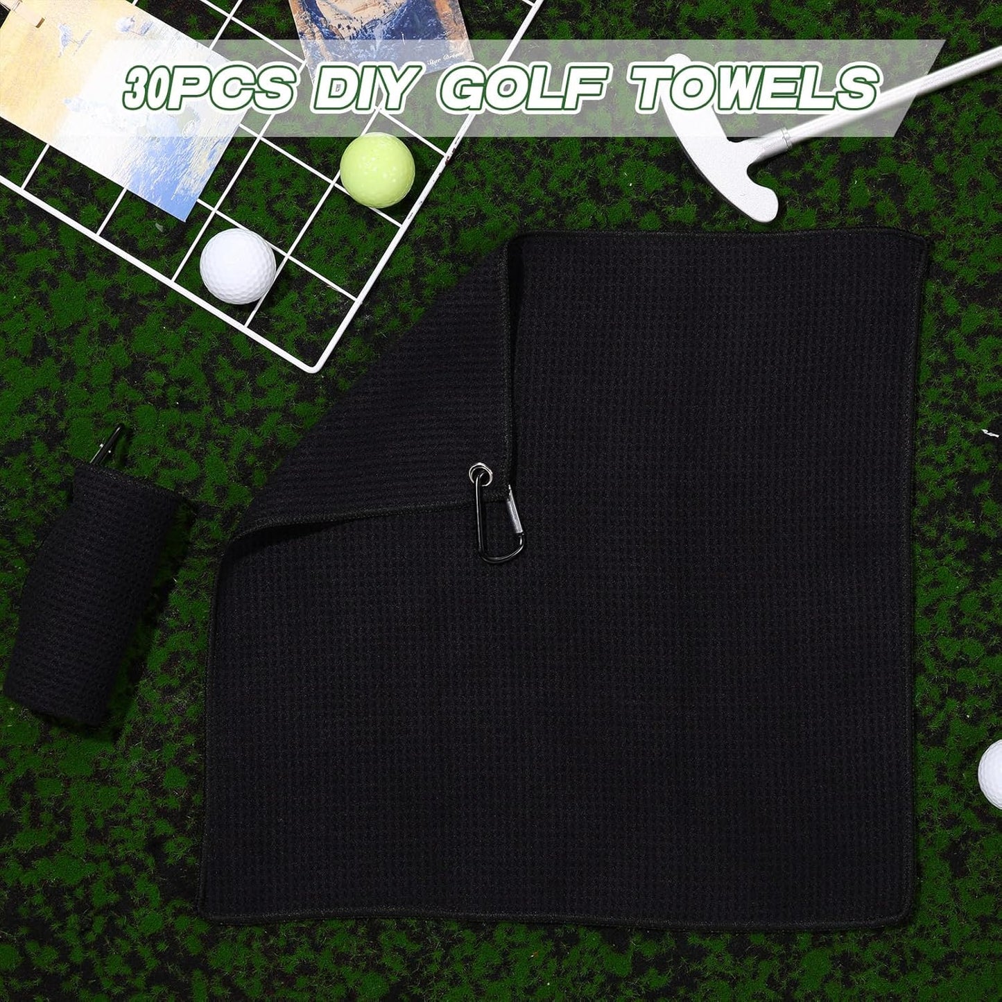 Batiyeer Golf Towels Bulk for Bags 16'' x 16'' Microfiber Waffle Pattern Golf Towel with Clipfor Mini Tournament, Club, Yoga, Fitness