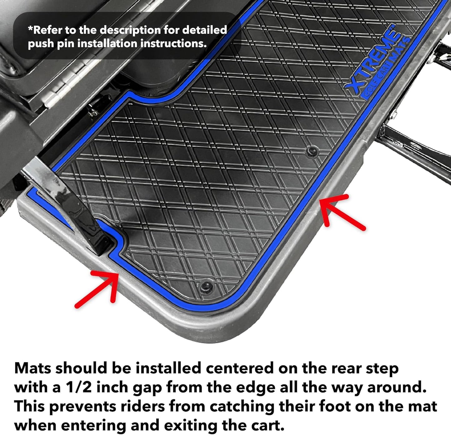 Evolution D5 Golf Cart Floor Mat Set- Rubber Double Diamond Design - Fits D5 2+2 (2 Forward + 2 Rear Facing) Including Evolution Maverick and Ranger Trims (Flamenco Trim, D5 2+2 Front & Rear Facing)