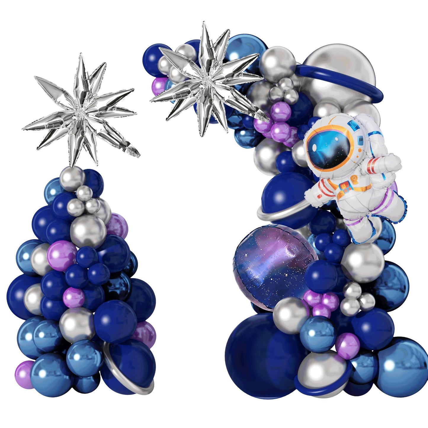 Amandir139pcs Space Balloon Garland Arch Kit Outer Space Birthday Decorations with Blue Purple Silver Galaxy Astronaut Foil Balloons for Boys Themed Birthday Party Decoration Supplies