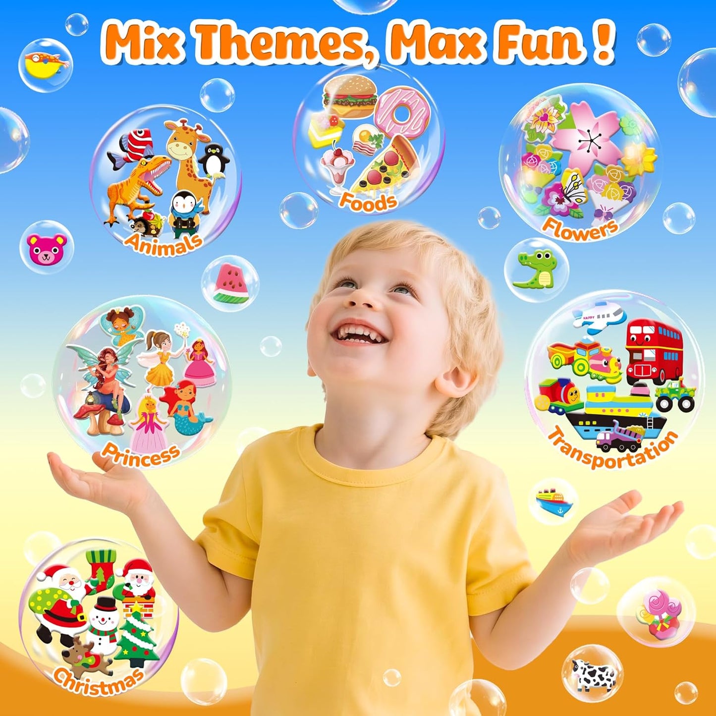 Sinceroduct Stickers for Kids,3D Puffy Sheets with 3200+ Children Stickers,64 Different Themed Sheets: Animals, Sea Life, Dinosaurs, Letters, Crafts, Rewards, Party for Teachers Parents Ideal Gifts