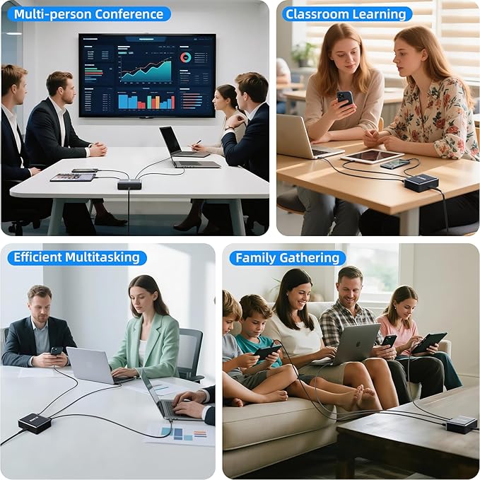 500W Fast Charging 8 Port USB C Charger Block with Nylon Fast Charging Cable, Multi-Device Charging Station Wall Desktop Charger with GaN Ⅲ Technology, USB-C Charger Adapter for MacBook/iPad/iPhone 17