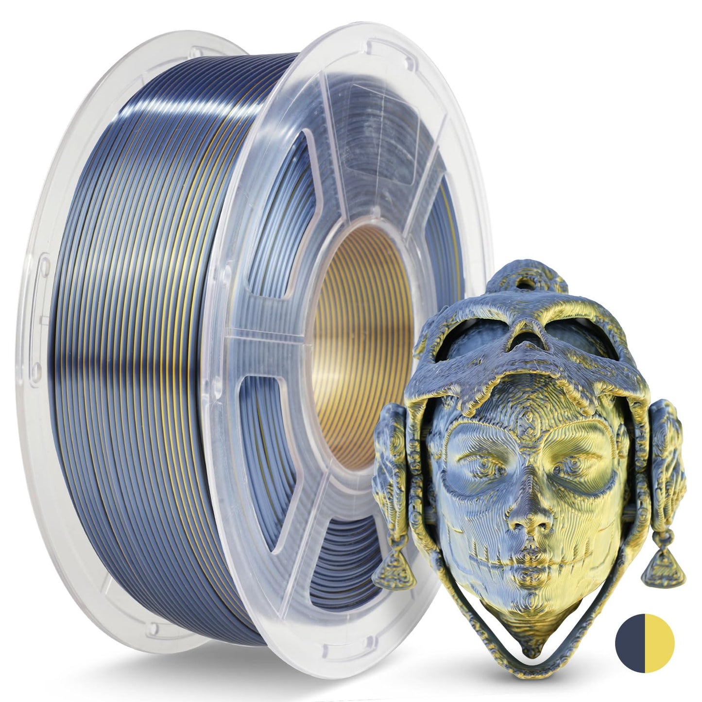JAYO Silk Dual Color PLA Filament 1.75mm Black-Gold 1.1kg, Shiny Gradient Dual-Tone PLA, High Gloss Finish, Easy to Print, Layer