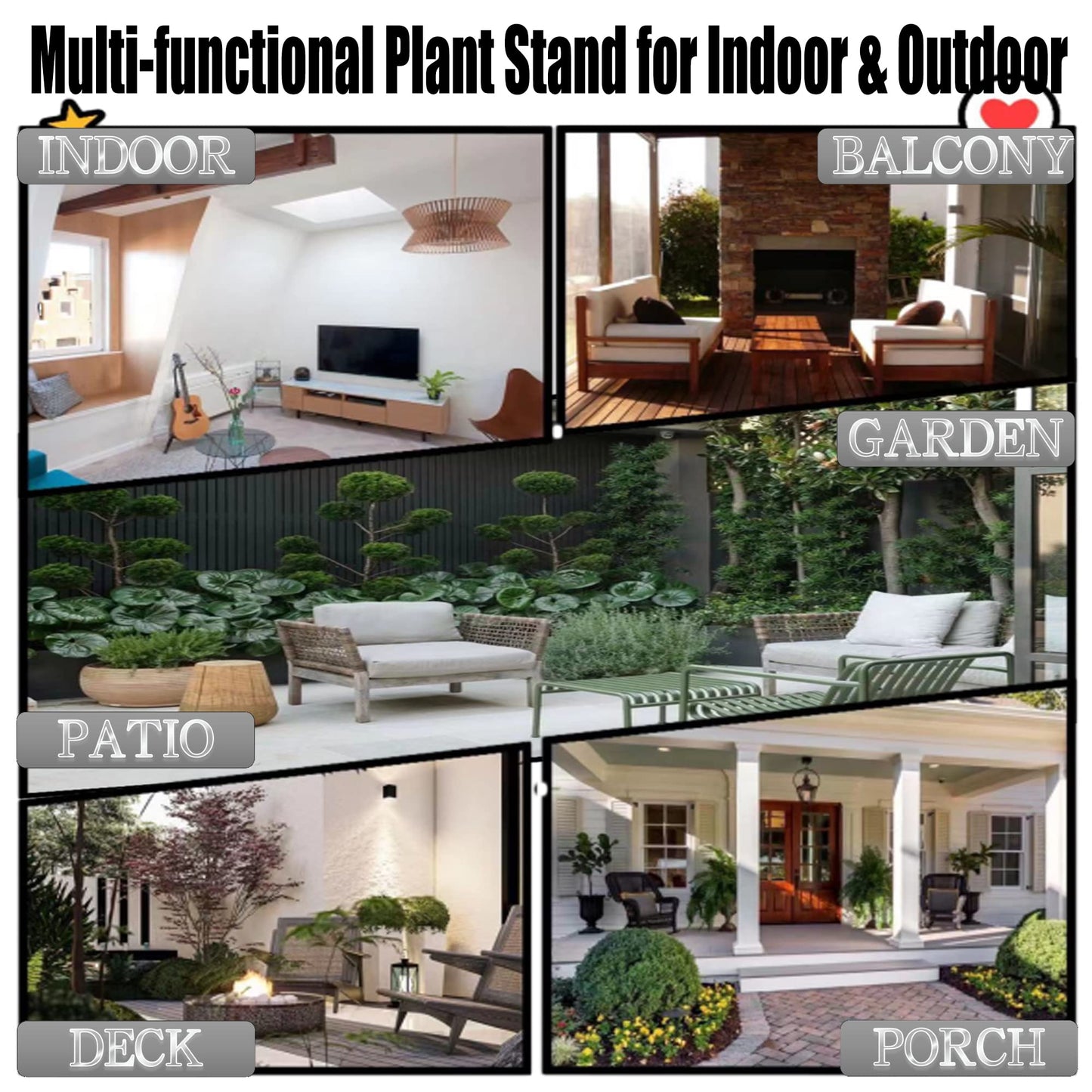 ZEECER Plant Stand, 15'' Tall Plant Stands Indoor Outdoor Set of 2, Retro Design Round Plant Stand, Rust-proof Coated Metal Plant Pot Stand Flower Stands for Indoor Plants Patio Garden Home Decor