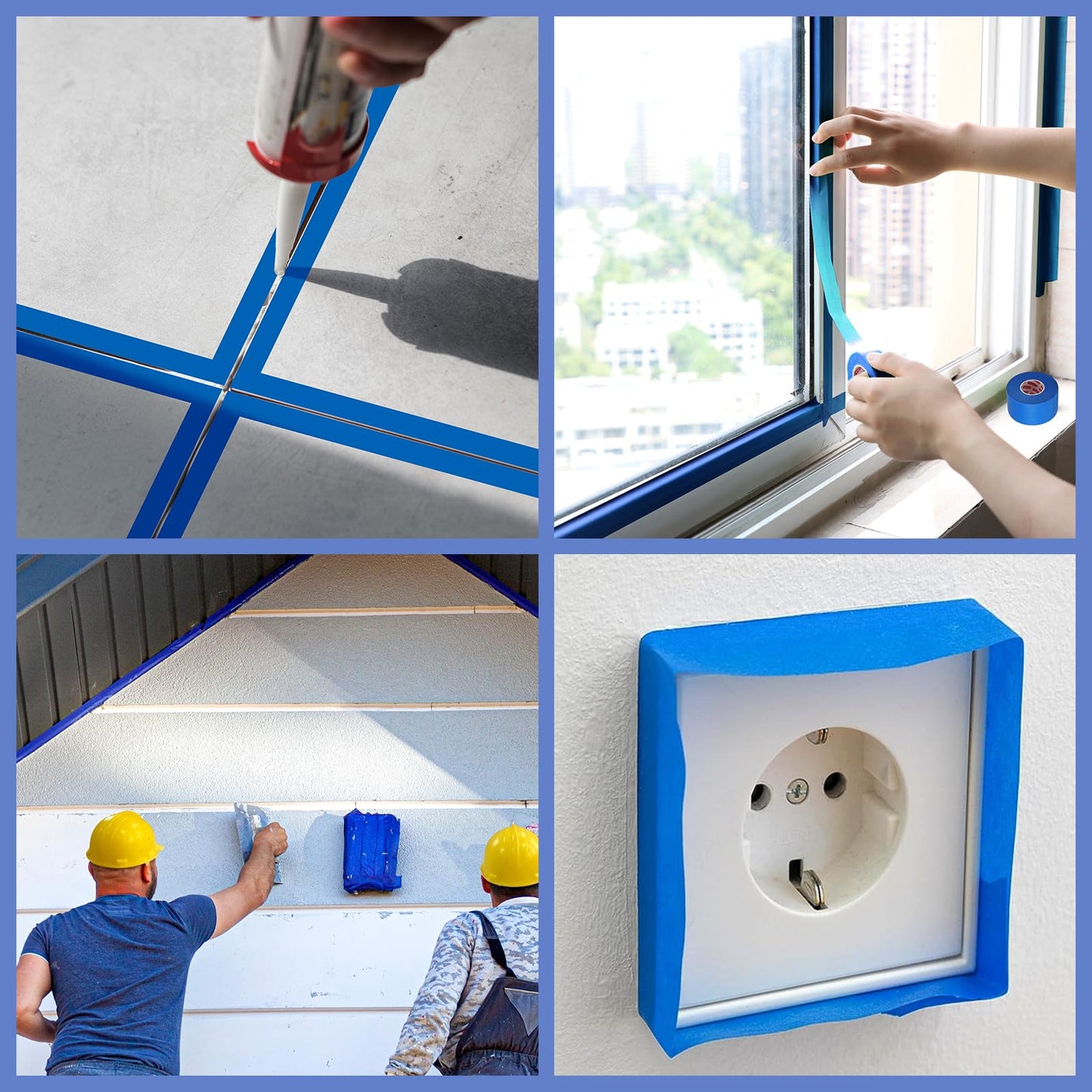 Fyguard Blue Painters Tape 1.89In x 55Yd Painters Tape 3 Rolls Painters Blue Tape for Wall Masking Edge Treatment Packing DIY Crafts, Home Use