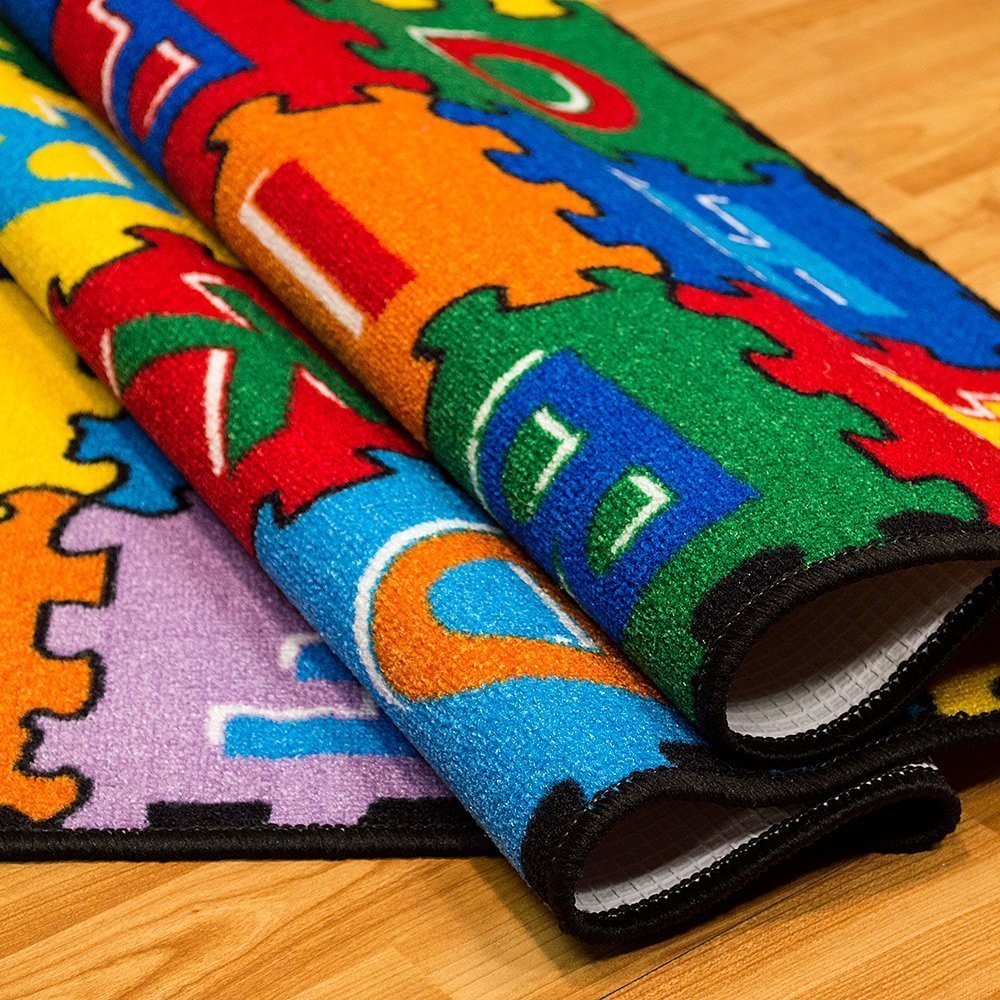 CR Kids/Baby Room/Daycare/Classroom/Playroom Area Rug. ABC Puzzle (A-Z and 1-9). Educational. Fun. Bright Colorful Vibrant Colors (8 Feet X 10 Feet)
