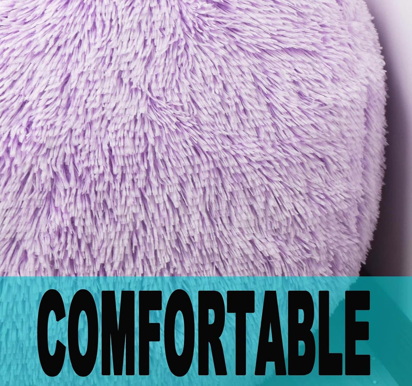 Fluffy Bean Bag Chair, 3FT Round Memory Foam Filled Bean Bag for Teens & Kids, Ultra Soft Faux Fur Fabric Bean Bag Chairs for Playroom, Living Room, Bedroom, Lavender