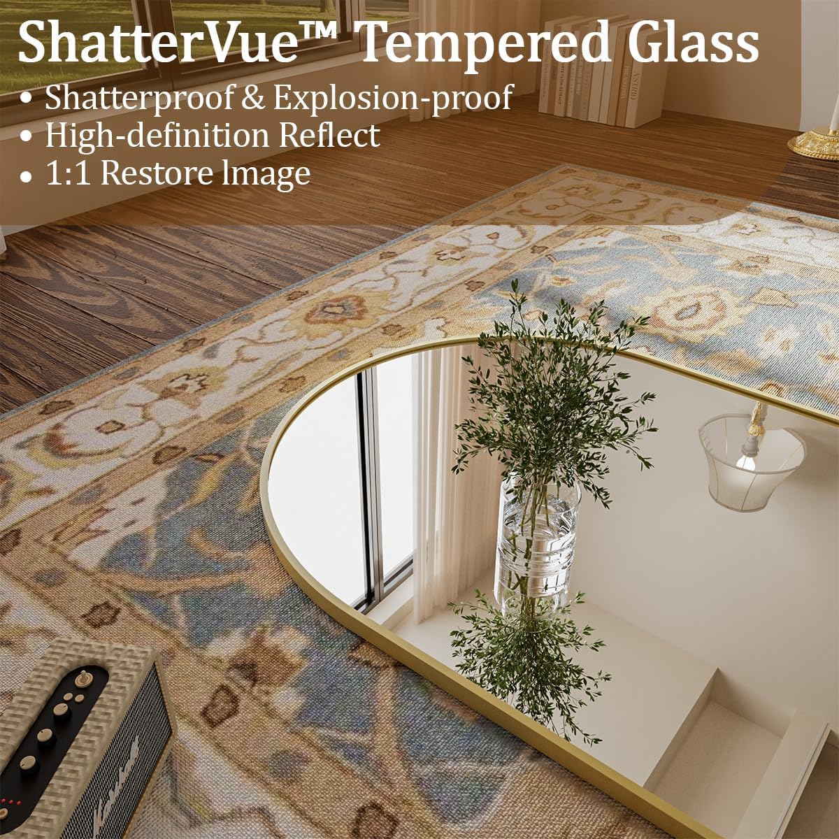 Koonmi Full Length Mirror, 65"x24" Arched Gold Mirror Full Length, Standing Hanging or Leaning Full Body Mirror with Aluminum Alloy Frame for Living Room and Bedroom