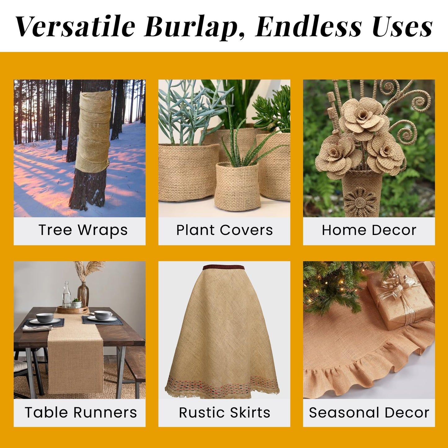 Tepo Burlap Fabric 25" x 15 Feet (5 Yards) ā Natural Jute Fabric for DIY Crafts, Wrapping, and Decorations - Eco-Friendly Multipurpose High-Density Material for Home, Garden, and Rustic Wedding Decor