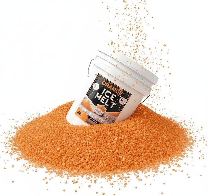 Peach Country Orange Ice Melt Pet Friendlier Eco-Friendly De-Icer, Fast-Acting Granules for Driveways, Walkways & Entryways, 8 lb Pail