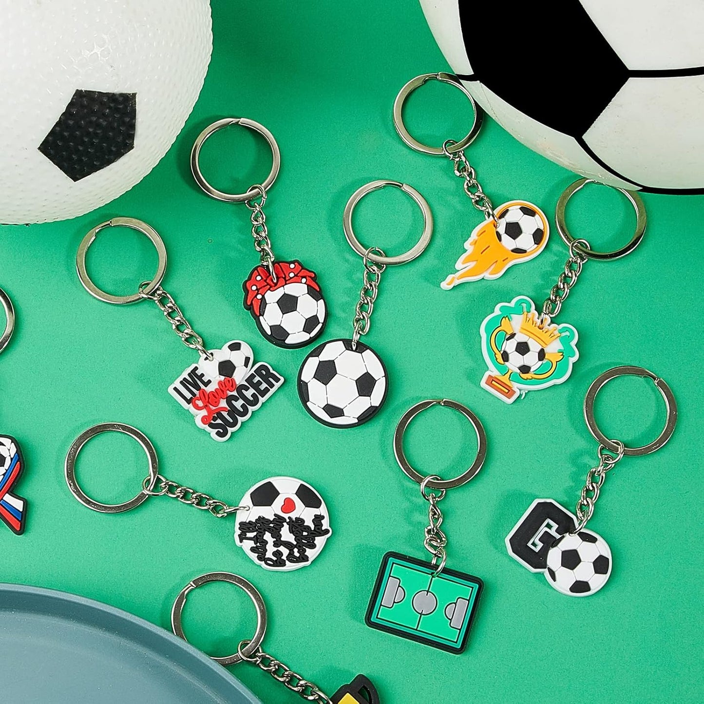 Batiyeer 36 Pack Soccer Keychains Bulk Party Favors Sports Ball Key Chains Funny Keyring Gifts for Birthday Supplies
